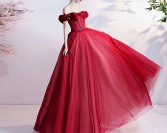 red fancy gown
