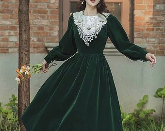 emerald green retro dress