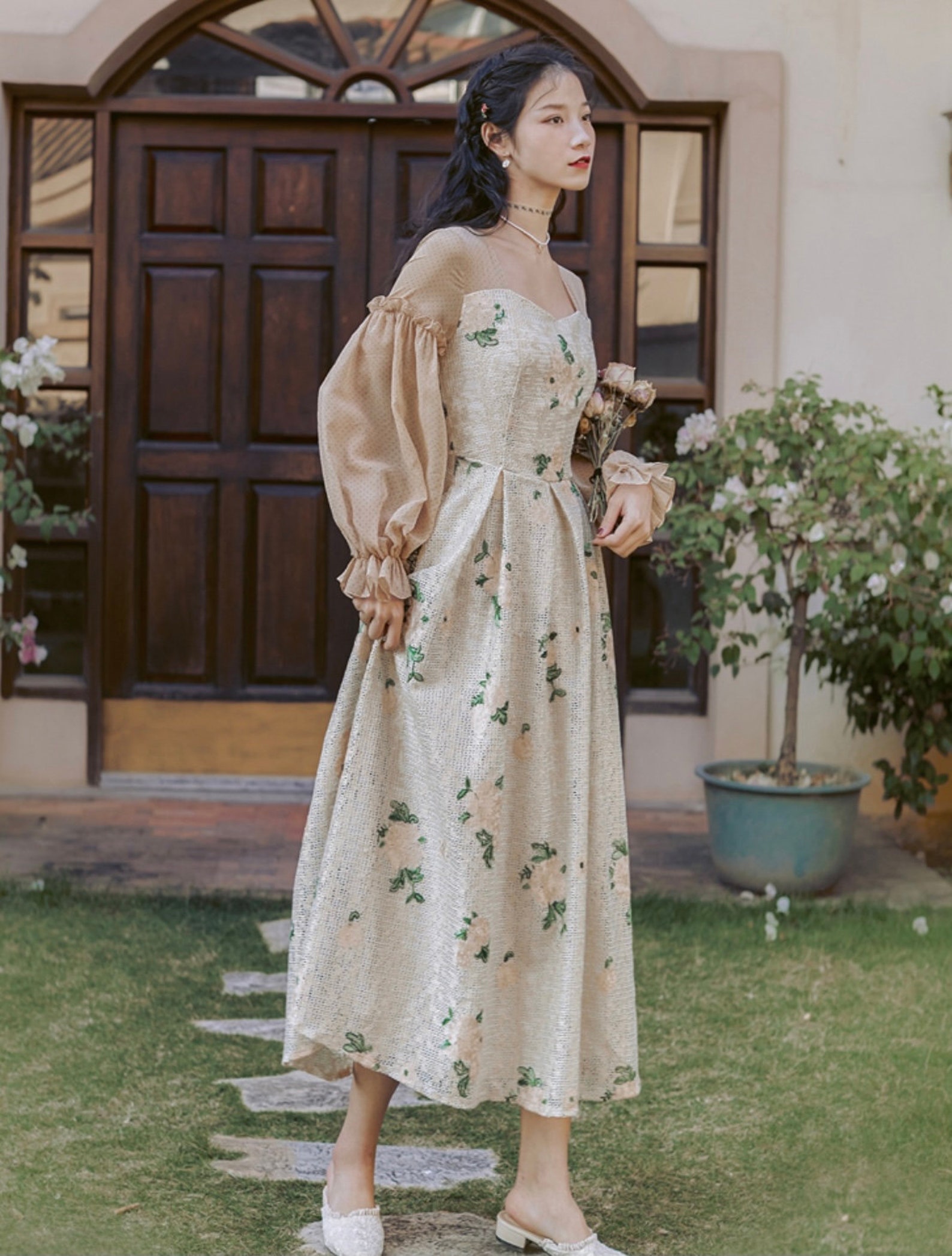 Vintage Dress French Retro Dress Long Sleeve DressElegant Etsy