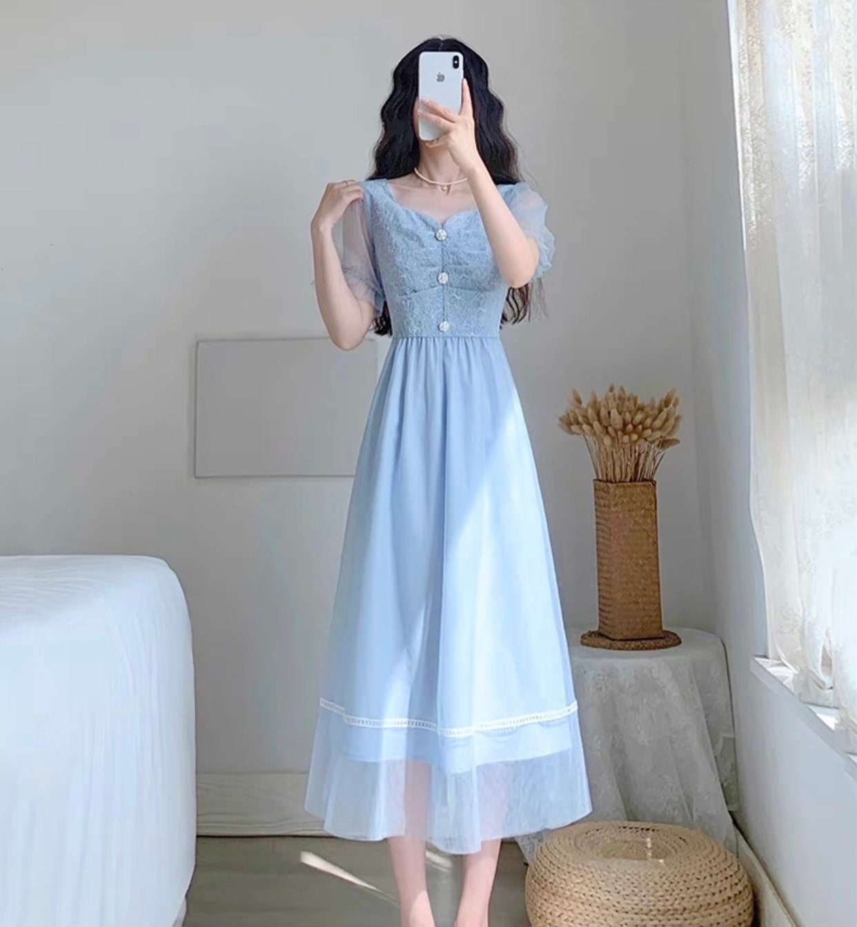 Fairy Core Dress-Bustier Dress-French Style Dress-Short Sleeve | Etsy