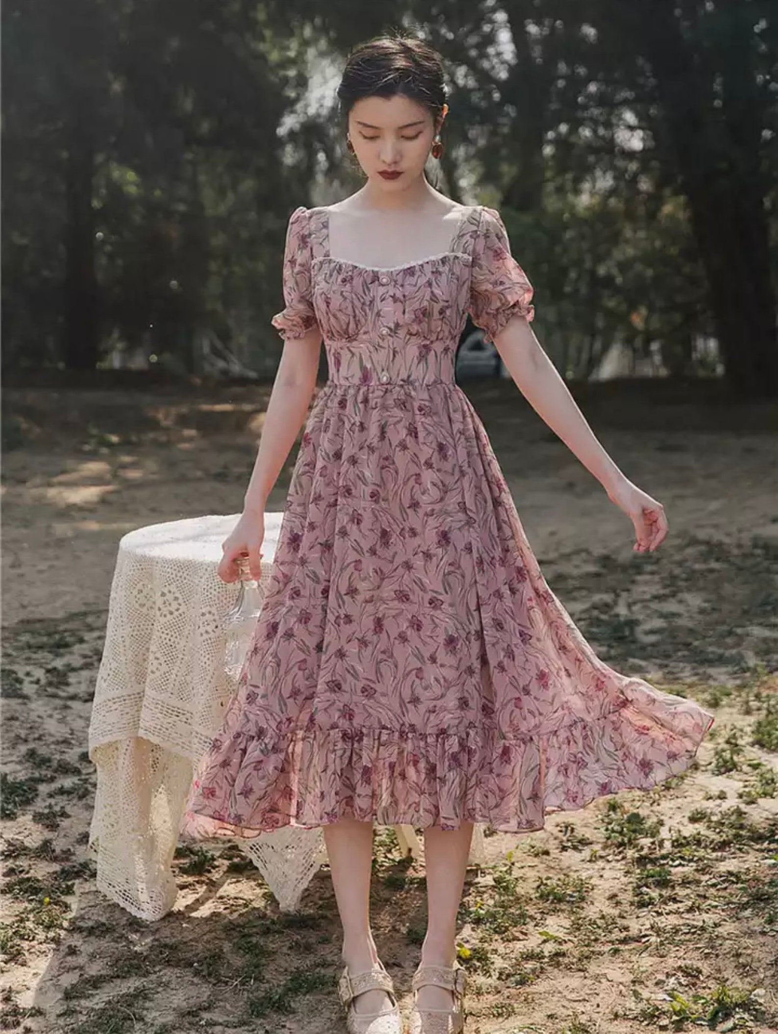 Cottagecore Dresscottagecoremilkmaid Dresssummer Floral Etsy