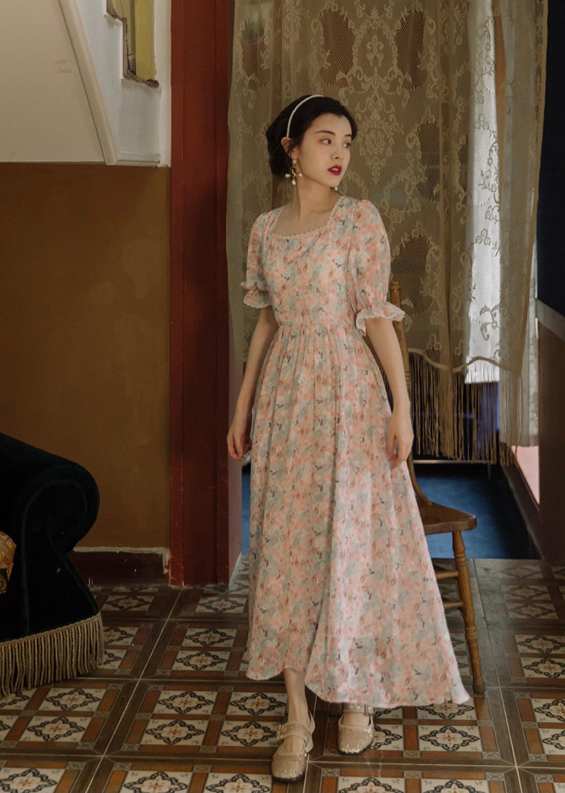 Floral Français vintage RobeFrançais Rétro RobeVictorian Etsy