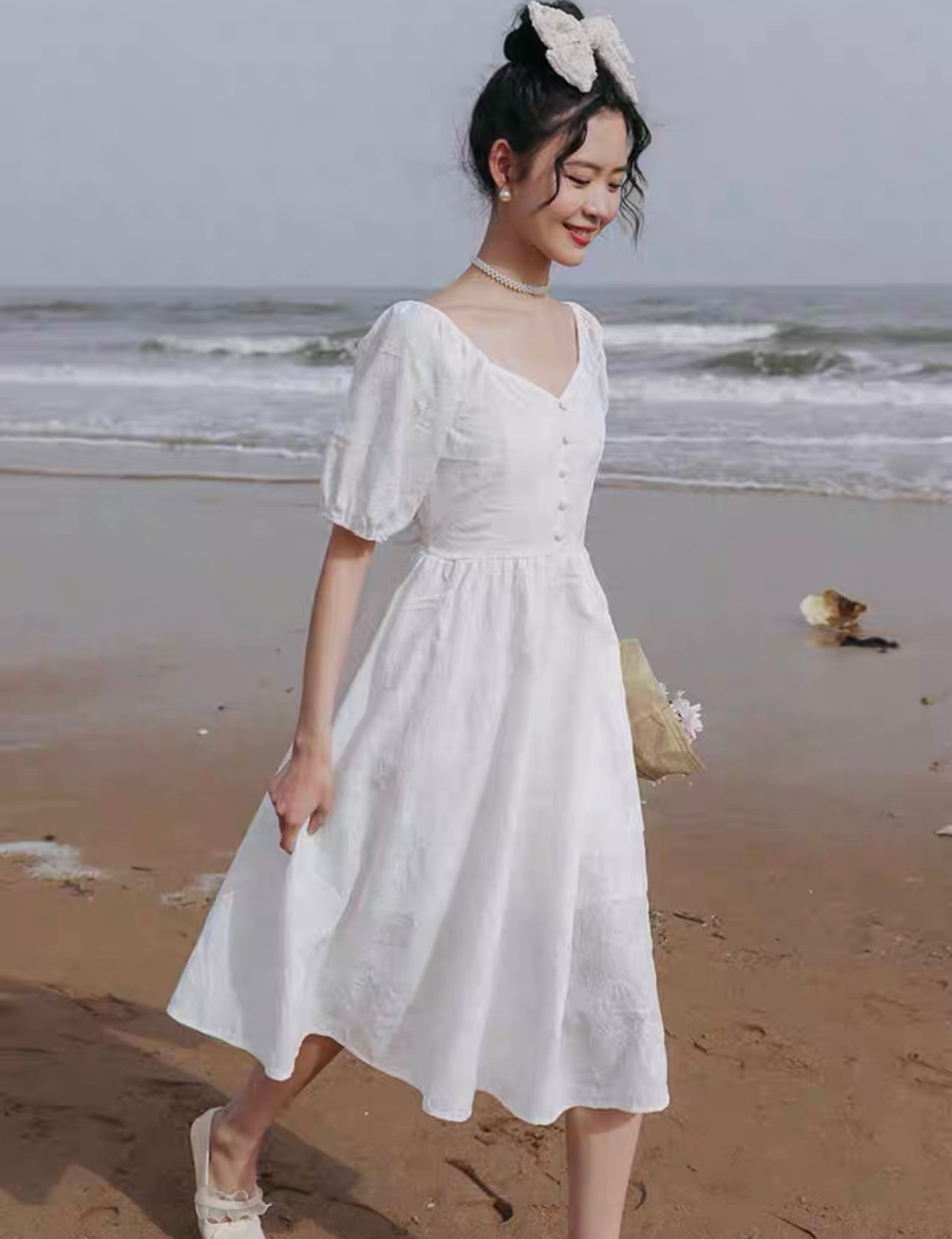 Casual Wedding Dress-White Midi Dress-Formal Dress for | Etsy