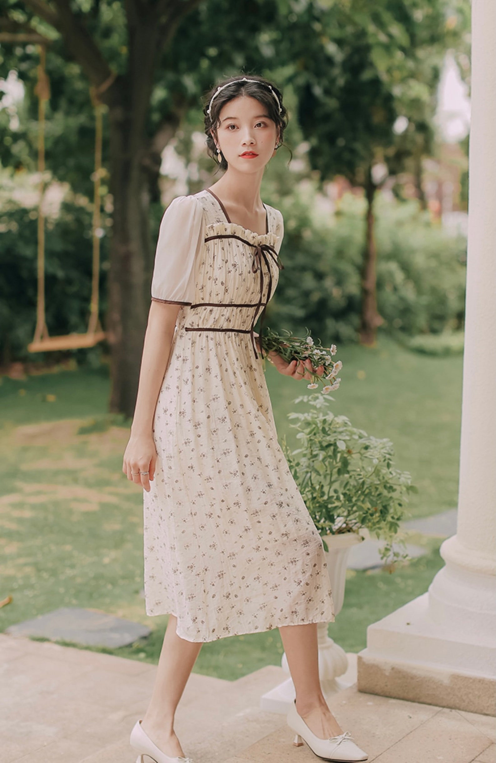 Milk Maid Dress-Short Sleeve Dress-Women Formal Dress-Chiffon | Etsy