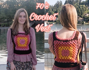 Pink & Gold Retro 70s Crochet Top