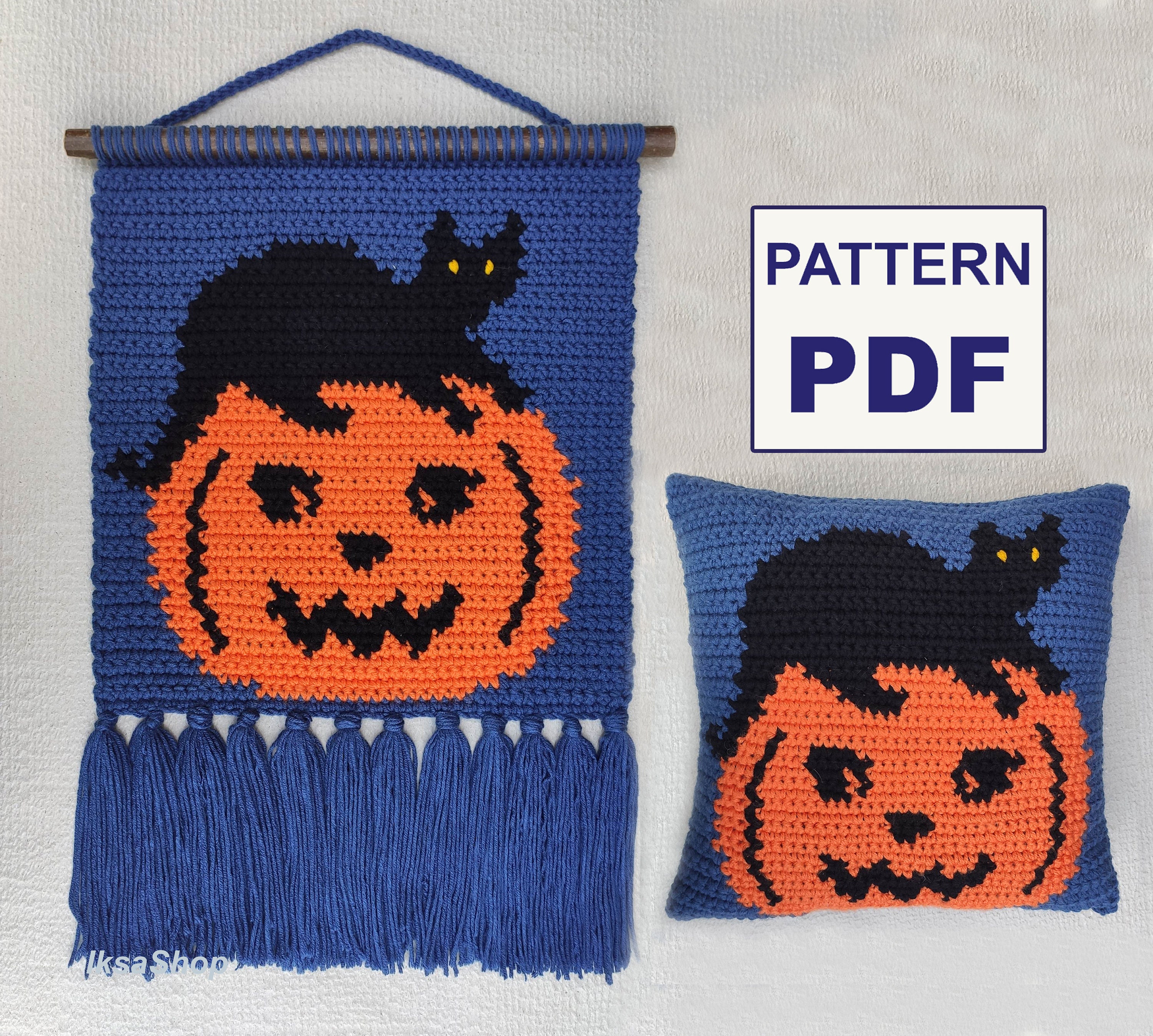 Halloween Crochet Wall Hanging Pattern Tapestry Halloween Etsy