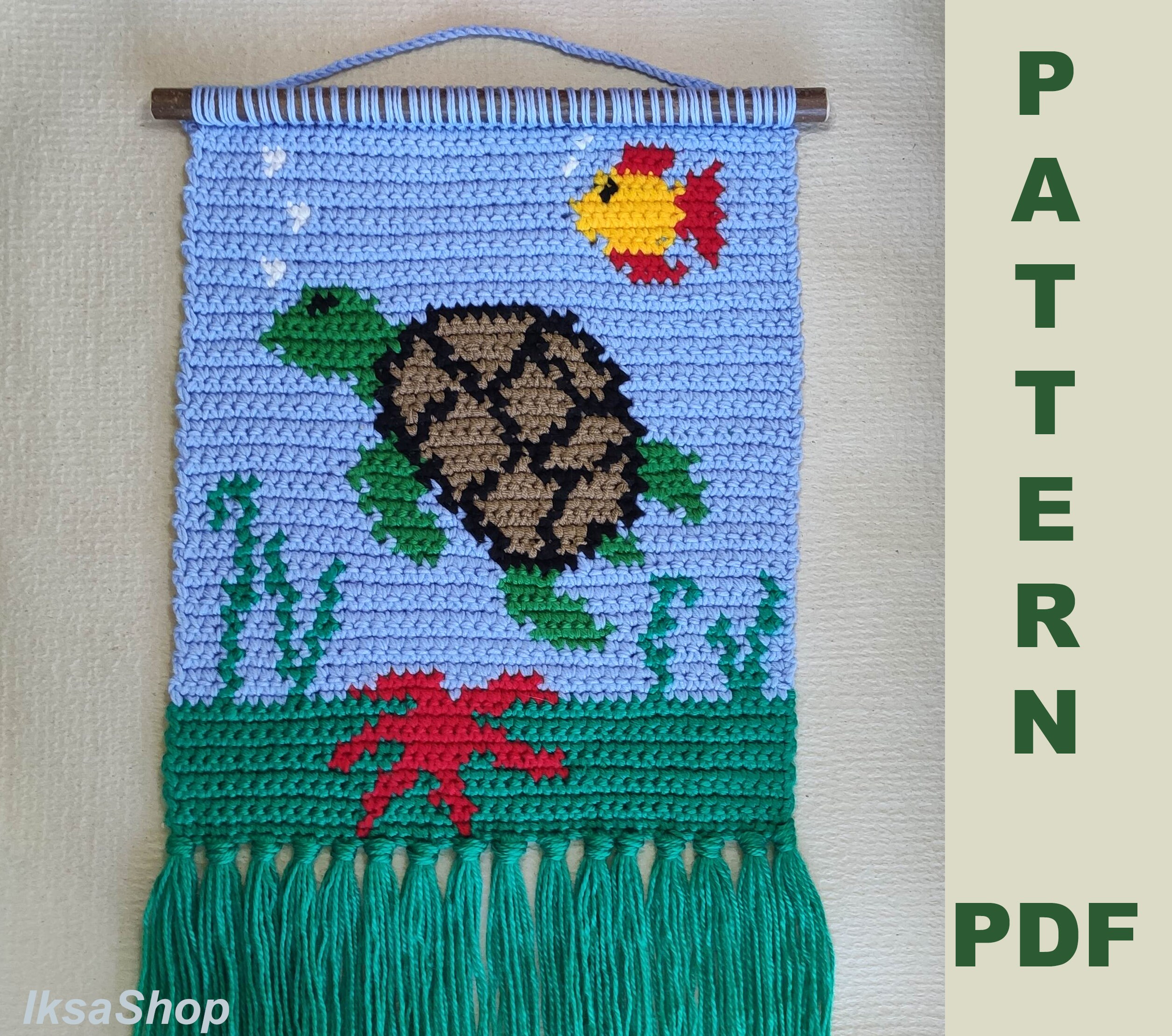 Crochet Wall Hanging Pattern Sea Turtle Wall Hanging Ocean Etsy