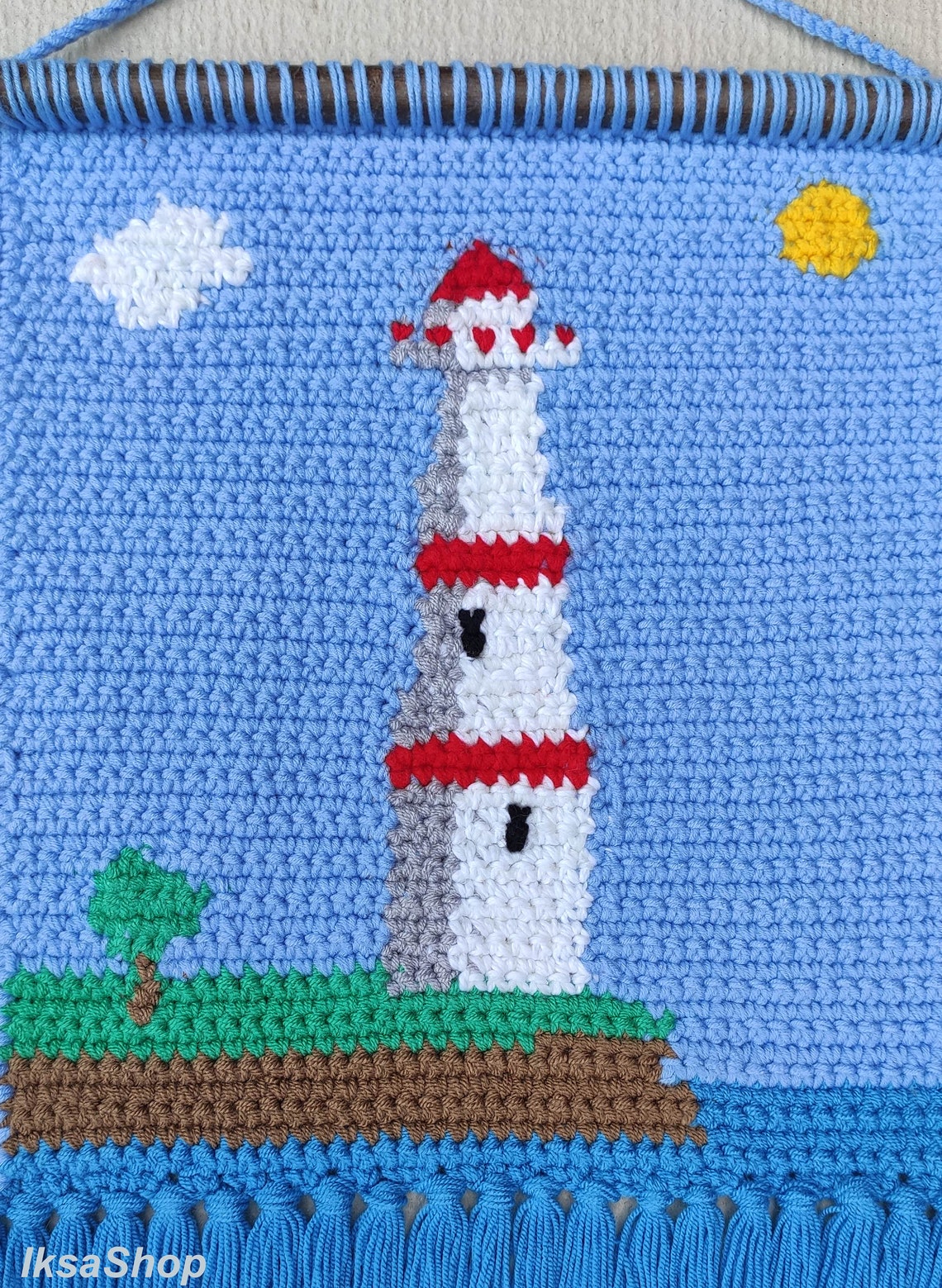 Lighthouse Crochet Wall Hanging Pattern Lighthouse Crochet Etsy
