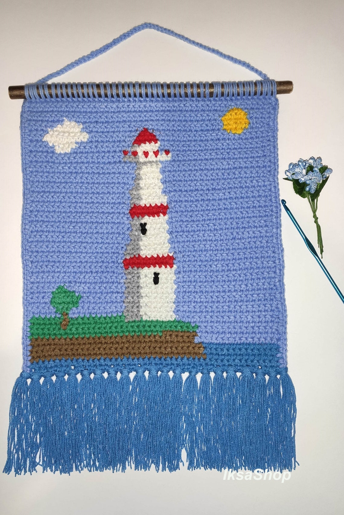 Crochet Wall Hanging Pattern Lighthouse Crochet Lighthouse Etsy