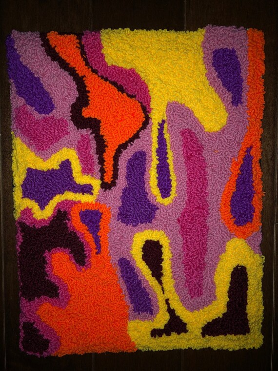 Retro Fuzzy Punch Needle Rug Art