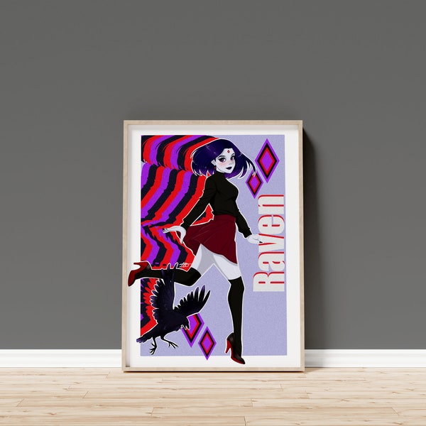 Retro Raven Physical Art Print (A4)