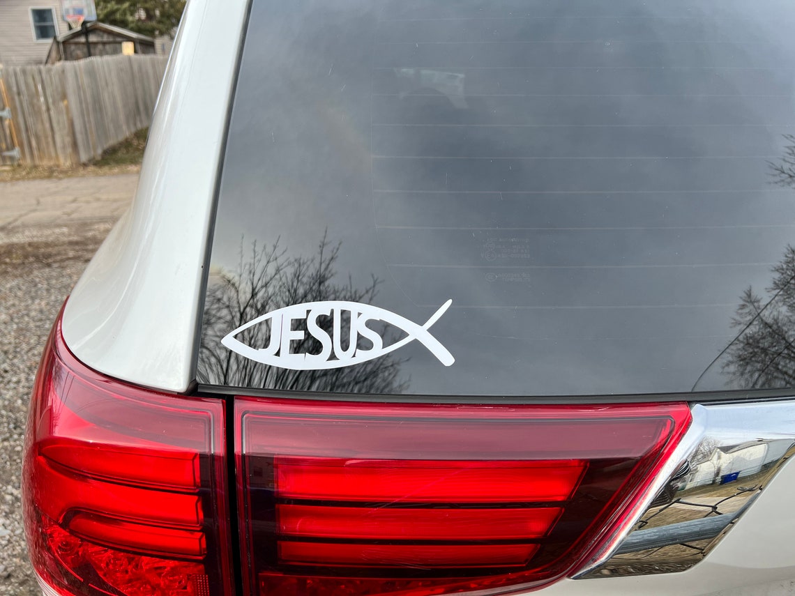 Jesus Bumper Sticker Jesus Symbol Car Decal Jesus Vinyl Etsy