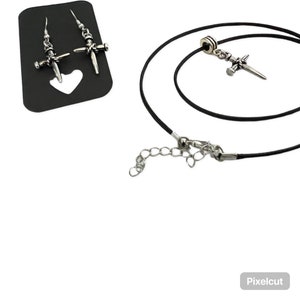 Nail cross charm necklace set, Christian Nail Cross