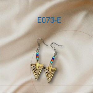 Antique Arrowhead charm earrings, dangle, tribal earrings, Chevron Arrowhead earrings, stylish, African jewelry