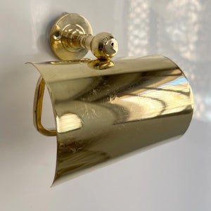 Porta carta igienica montato a parete, porta carta igienica in ottone massiccio non laccato, portaoggetti per fazzoletti dorati, porta carta in ottone regalo per il bagno