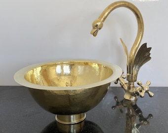 Single Brass Sink for your Bathroom, Brass Handmade Moroccan Sink, Over counter Bathroom Sink, Water Sink, Undermount Sink, Drop in Sink