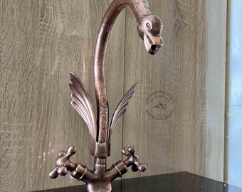 Antique copper Faucet – Handmade Moroccan Copper Tap, brass Vintage Mixer for Bathroom Sink