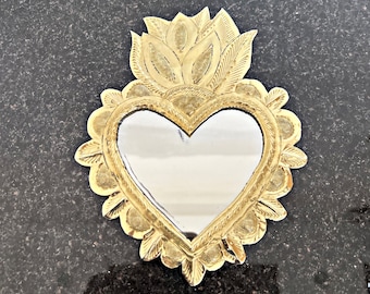 Boho Brass Heart Mirrors, mini mirror, Asymmetrical Wavy Mirror, Brass Mirror Puddle Mirror Aesthetic Mirror Wall Mirror Bathroom mirror