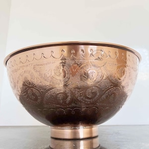 Round copper Vessel Sink – Handmade Hammered copper Basin, Moroccan Bathroom Vanity Bowl