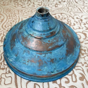 Handmade Blue Patina Brass Shower Head, Rustic Antique Patina Finish Round Shower, Solid Brass High Pressure Fixture for Indoor & Outdoor