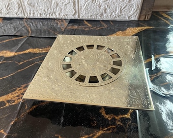 Unlacquered Brass Square Shower Floor Drain with Removable Cover, Brass Shower Square Drain, Brass Floor Drain for Bathroom and Outdoor Use