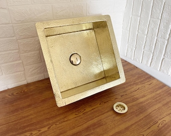 Unlacquered Brass Undermount Hammered Sink, Kitchen Bar Sink, Island Sink, Outdoor Brass Sink, Hammered Brass Basin, Rustic Undermount Sink