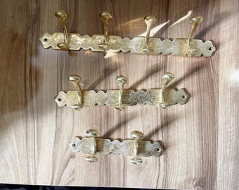 Unlacquered Brass Clothes Hooks Holder, Handcrafted Wall Hanging Hook, Elegant Brass Coat Hook for Home or Office, Durable Wall-Mounted Hook