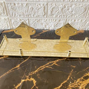 Engraved Solid Brass Wall Mounted Bathroom Shelf, Handmade Brass Shelf, Brass Wall Shelf for Bathroom, Unique Bathroom Storage Solution