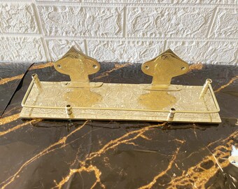 Engraved Solid Brass Wall Mounted Bathroom Shelf, Handmade Brass Shelf, Brass Wall Shelf for Bathroom, Unique Bathroom Storage Solution