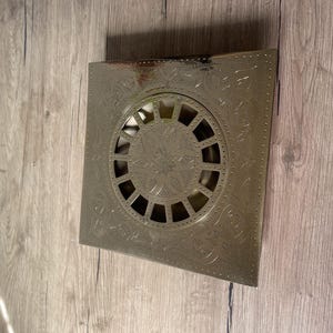 Unlacquered Engraved Brass Square Shower Floor Drain, Solid Brass Square Drain for Bathroom and Outdoor Use, Brass Shower Drain, Floor Drain