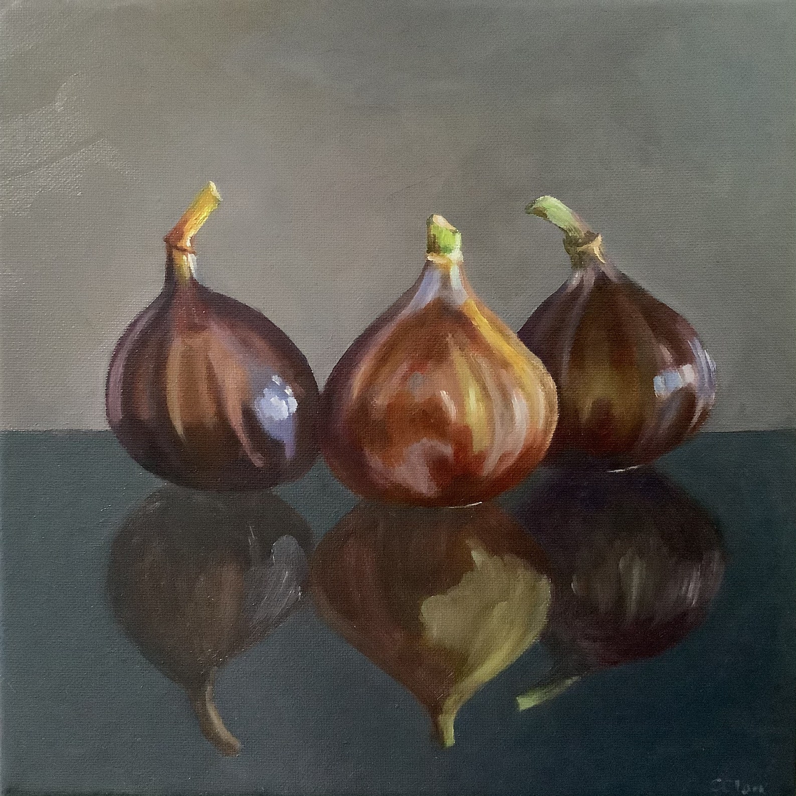 Still Life Original Oil Painting Three Figs I Ready to Hang Etsy