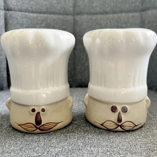 Takahashi Pottery Chunky Salt Pepper Shakers Vintage San Francisco Le Chef