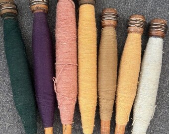 Lot de 7 bobines de fil de fer vintage en bois pour fil de textile 7" et 9"