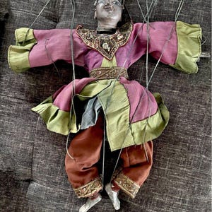 Antique Wood Burmese Puppet Doll Zawgyi Marionettes Figure