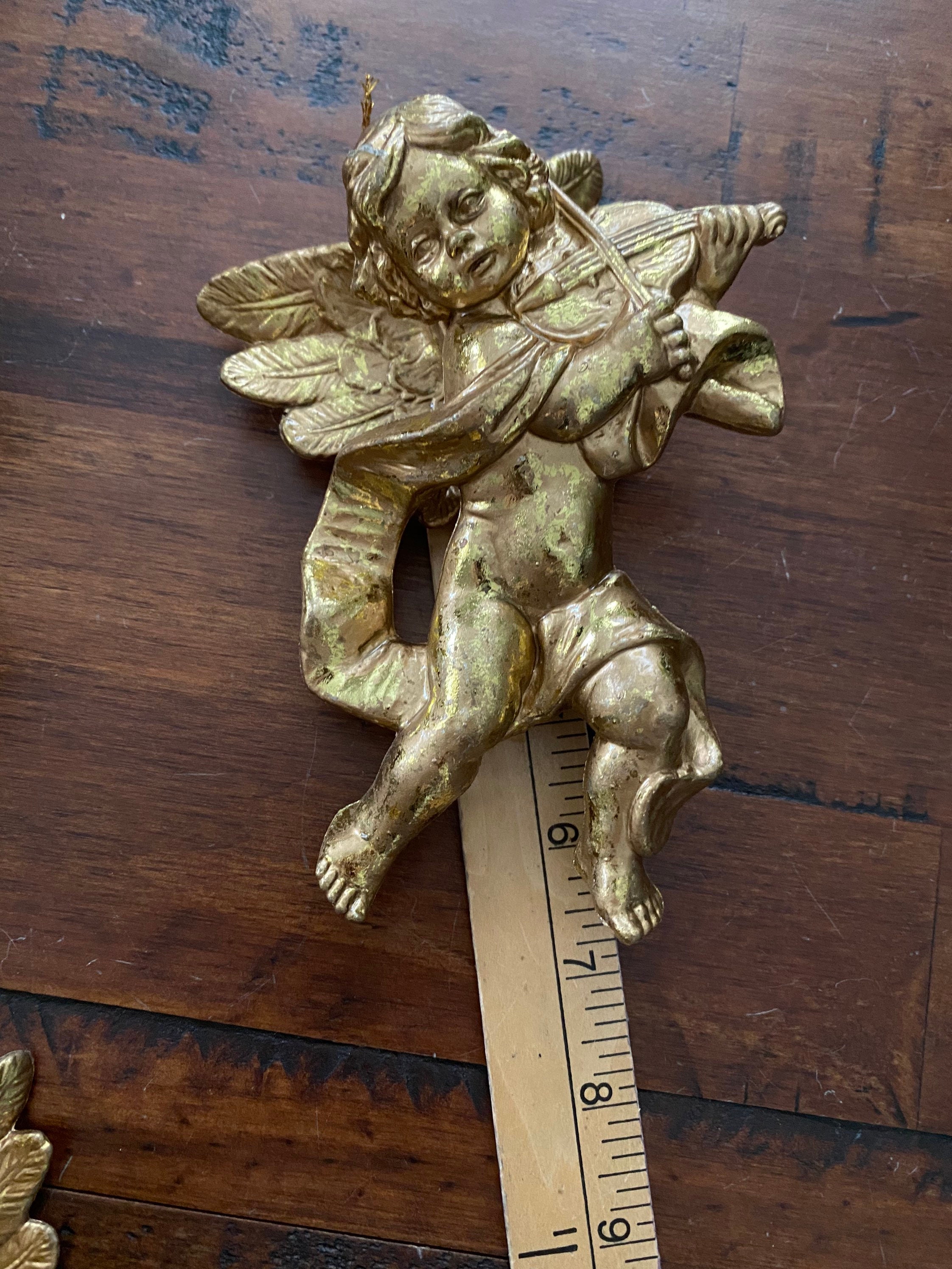 3 Vintage Golden Cherub Christmas Ornaments Etsy