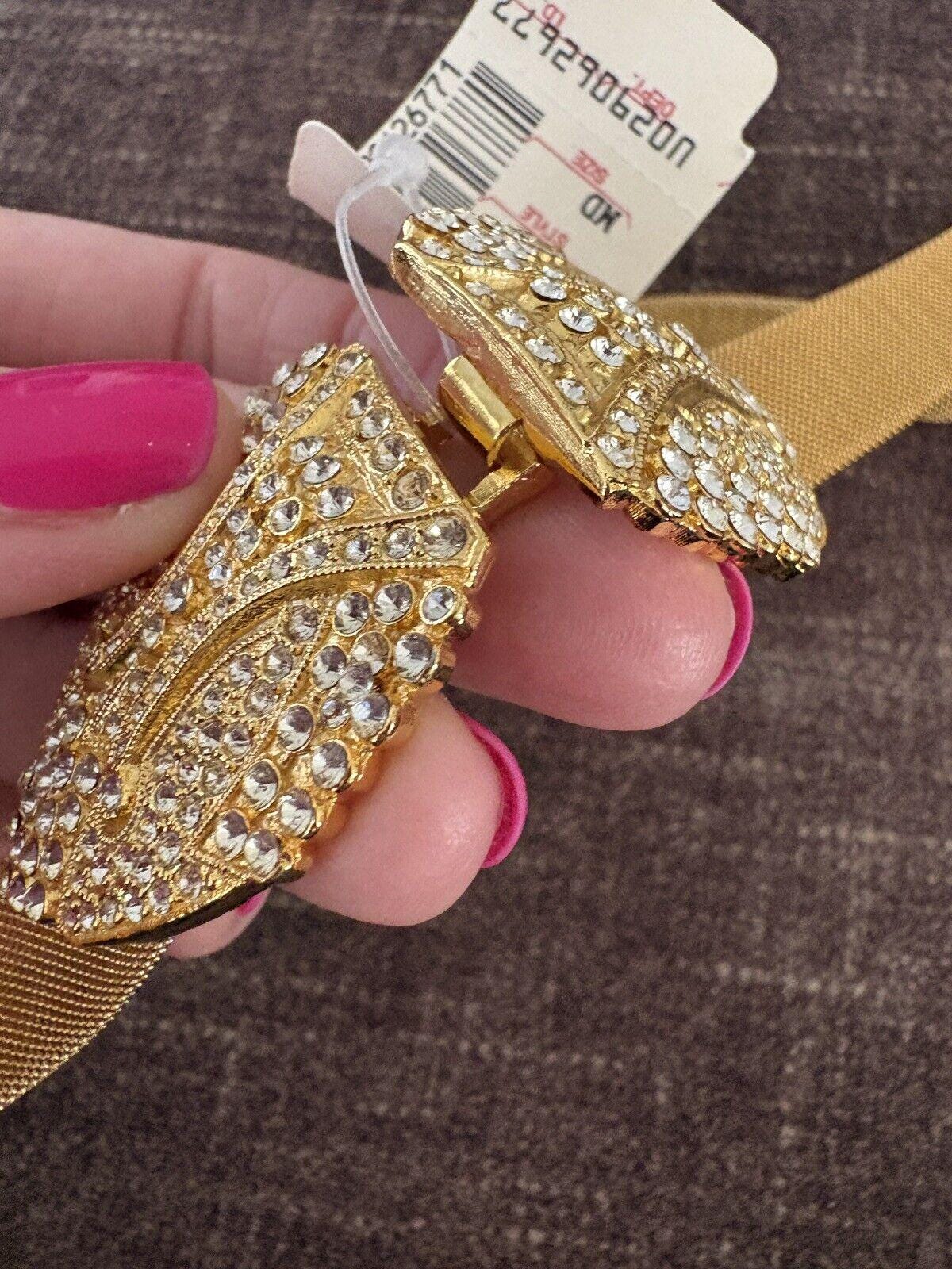 NWT Vintage 90s Gold Tone Mesh Metal Rhinestone Art Deco Belt Buckle Clasp NWT Vintage 90s Gold Tone Mesh Metal Rhinestone Art Deco  main image 3