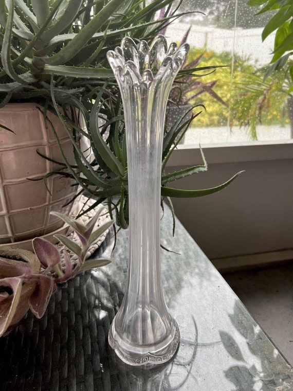ヴィンテージ ミッドセンチュリー クリア スイングガラス 花瓶 12本指