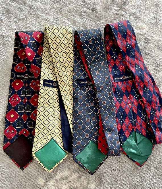 Vintage Set of 4 Tommy Hilfiger 100% Silk Designe… - image 2