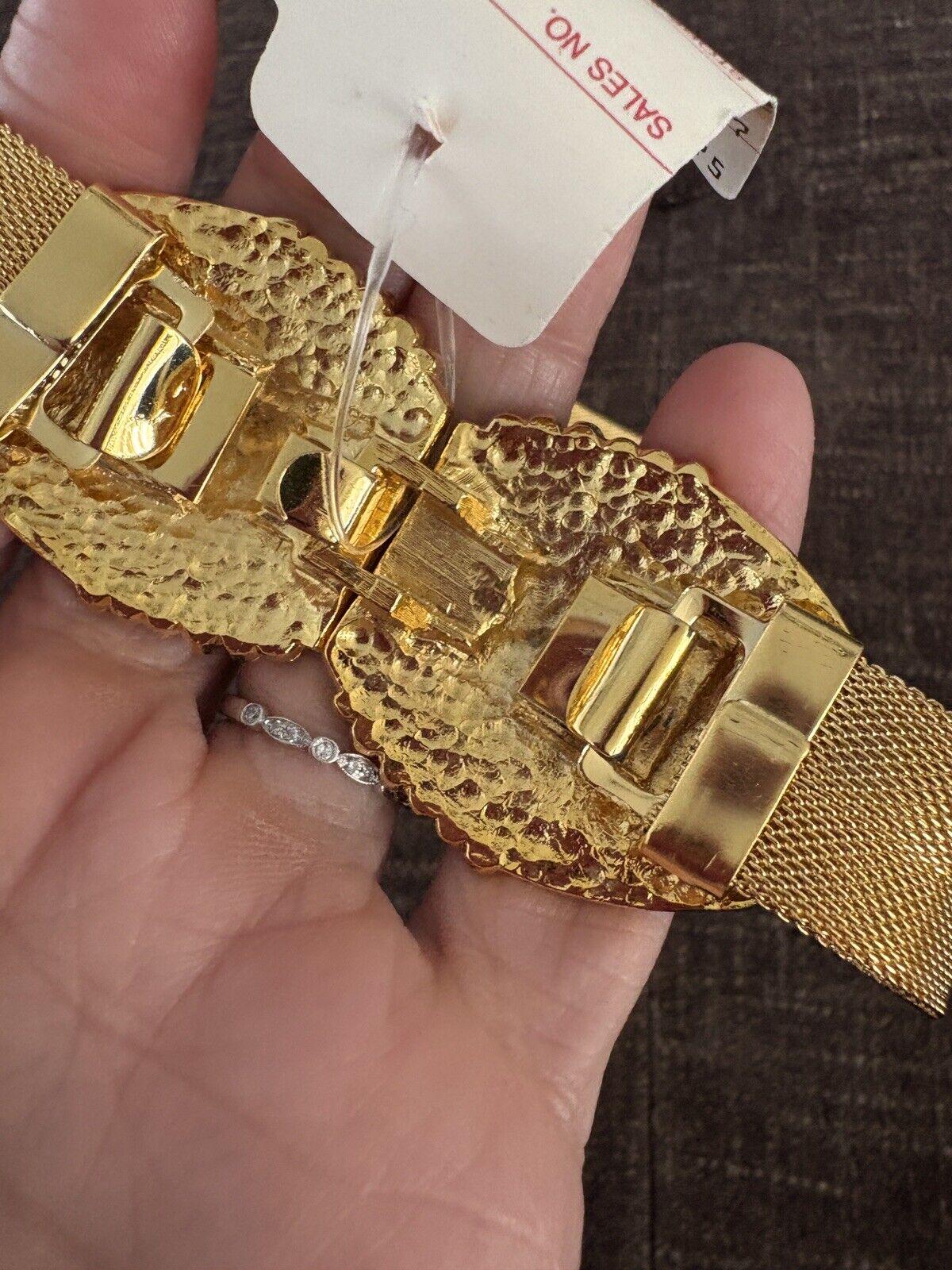 NWT Vintage 90s Gold Tone Mesh Metal Rhinestone Art Deco  display picture 3
