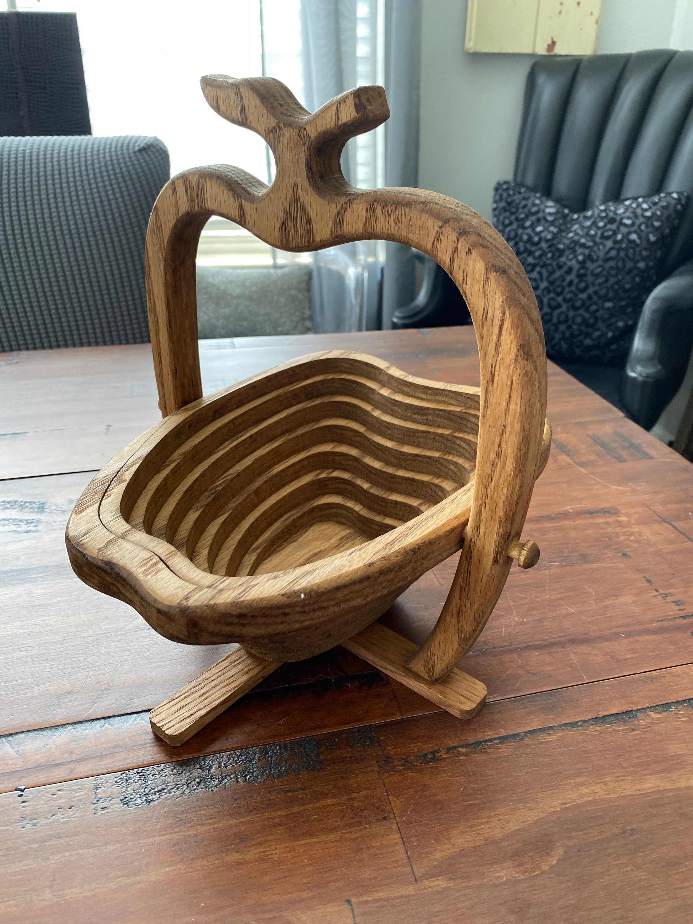 Mid Century Collapsible Apple Basket Etsy