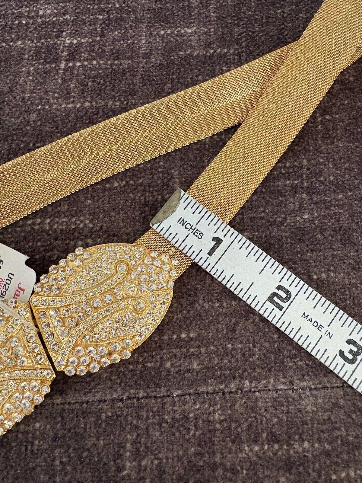 NWT Vintage 90s Gold Tone Mesh Metal Rhinestone Art Deco Belt Buckle Clasp NWT Vintage 90s Gold Tone Mesh Metal Rhinestone Art Deco  main image 4
