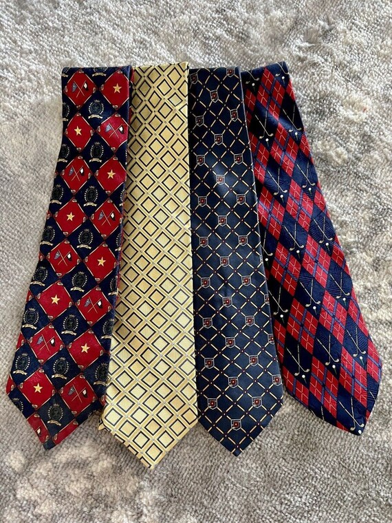 Vintage Set of 4 Tommy Hilfiger 100% Silk Designe… - image 1