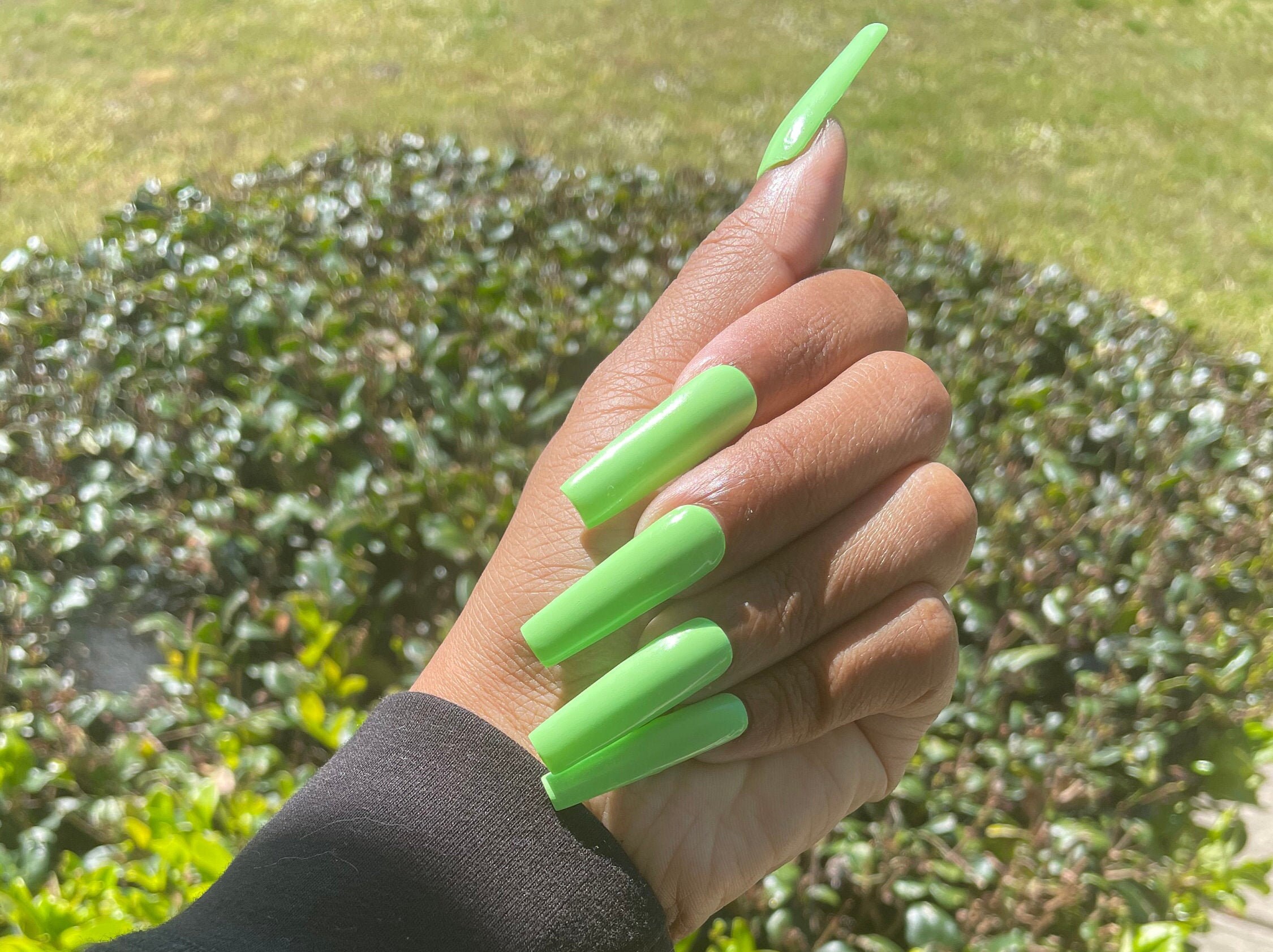 Glossy Lime Green Press On Nails Press On Nails Handmade | Etsy