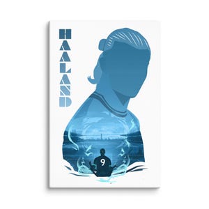 Erling Haaland Canvas | Manchester City Wall Art | Poster Haaland | Erling Haaland Gifts | Haaland Silhouette | Haaland Celebration