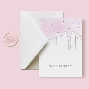 Icing - Birthday - Greeting Card - Pink Birthday Card - Pink - Sprinkles - Birthday Cake Card - Cake Card - Baby Girl Greeting Card