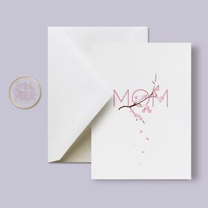 Cherry Blossom - Mother's Day - Greeting Card - Simple Mother's Day Card - Mom Card - Pink Flowers Mother's Day Card - Love Mom Card