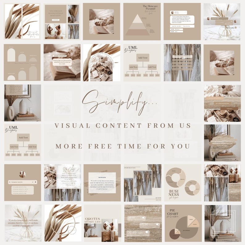 Beige Instagram Templates , Boho Canva Social Media Kit Aesthetic - Etsy