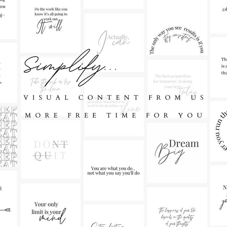 100 Instagram Inspirational Quote Pack Editable Quote Templates Motivational Quote Set Minimal Social Media Posts Blogger Engagement Kit image 4