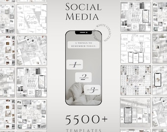 White Social Media Canva Templates | Instagram Posts, Stories (Digital Download)