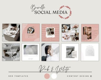 Pink White Instagram Templates , Luxury Blogger Social Media Bundle